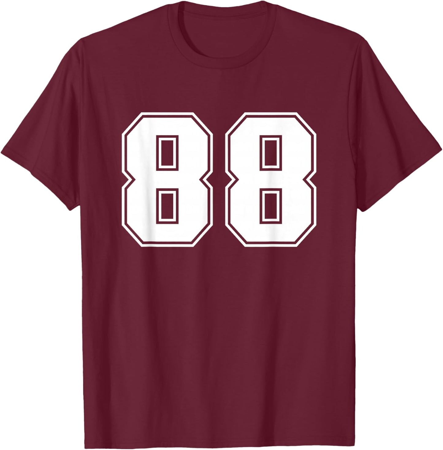 Number #88 Sport White Number T-Shirt - T-Shirt | Maroon