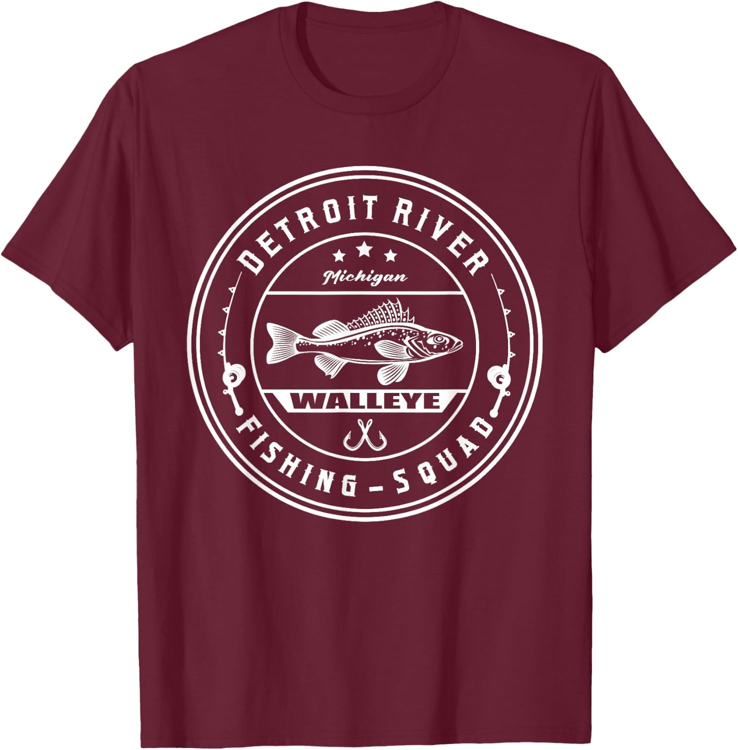 Walleye Hunter - Detroit River Walleye fishing squad T-Shirt - T-Shirt | Maroon