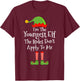 Youngest elf Rules Don't Apply Christmas Matching Family T-Shirt - T-Shirt | Maroon