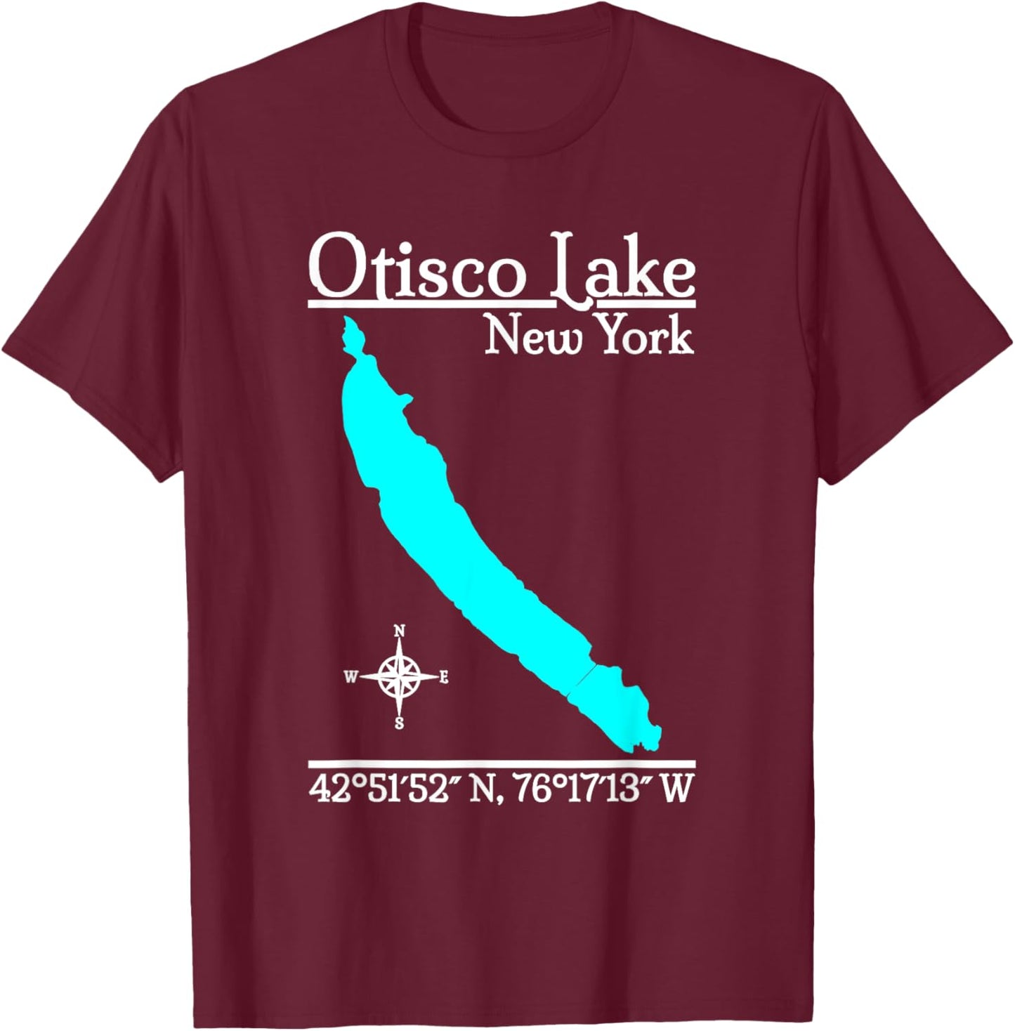 Otisco Lake, New York T-Shirt - T-Shirt | Maroon