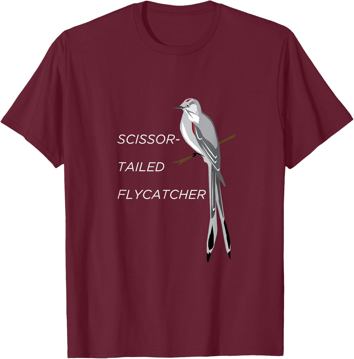 Scissor-tailed Flycatcher Shirt Kingbird Long Tail Bird T-Shirt - T-Shirt | Maroon