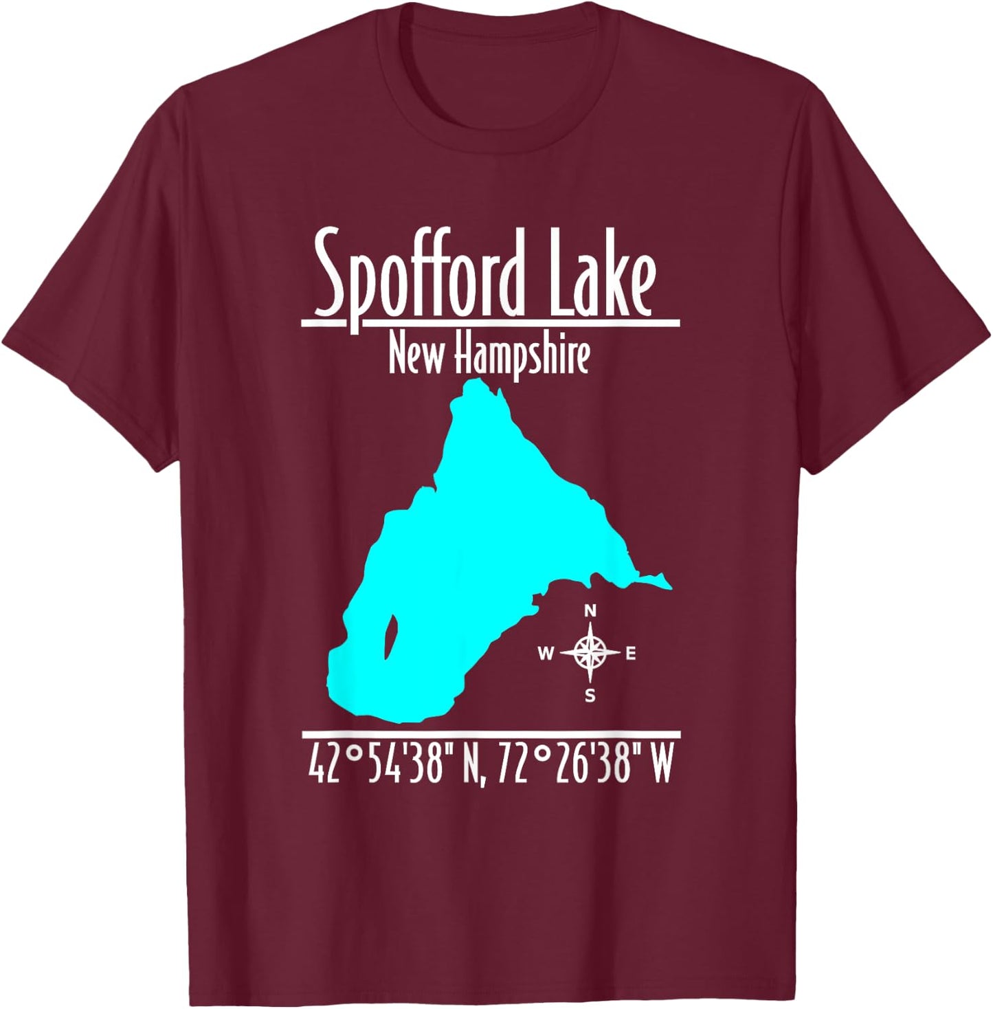 Modern Spofford Lake, New Hampshire T-Shirt - T-Shirt | Maroon