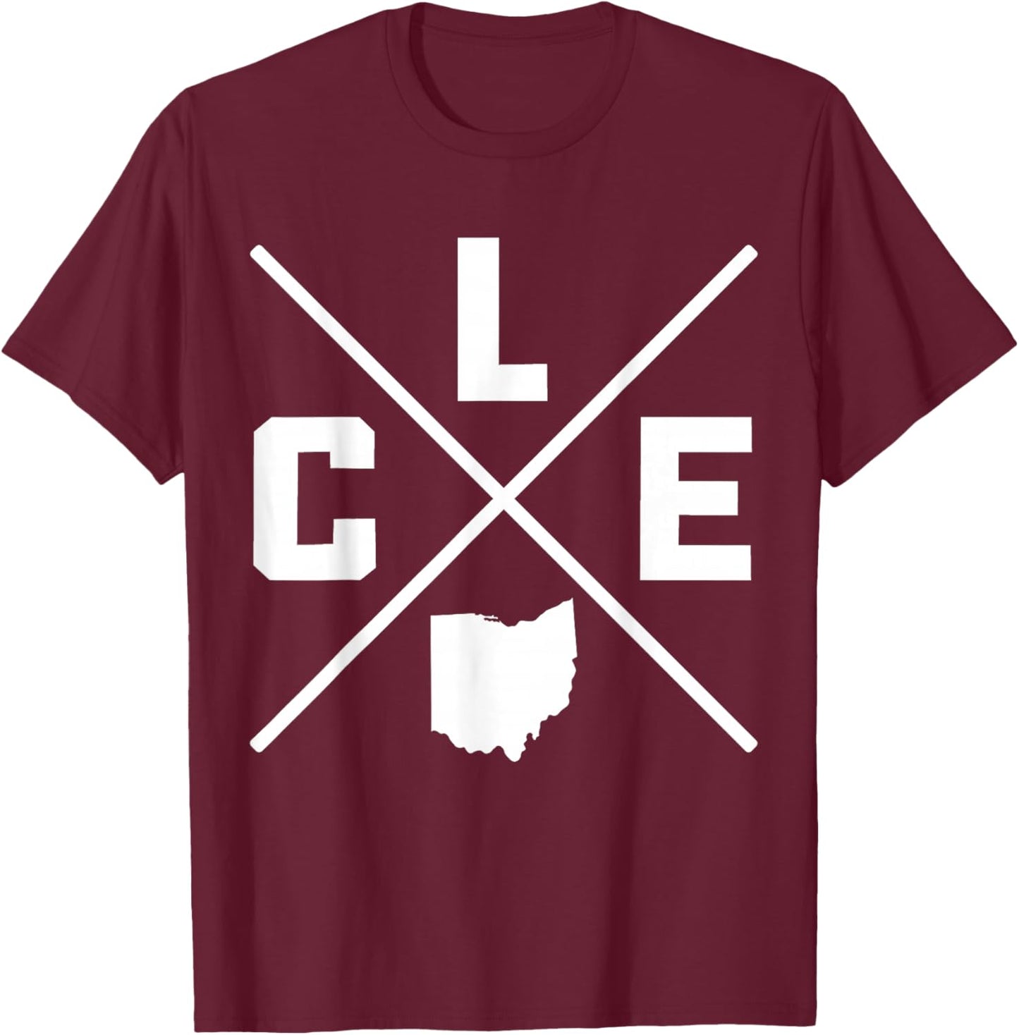 Cleveland Ohio CLE State Map Vintage Pride T-Shirt - T-Shirt | Maroon