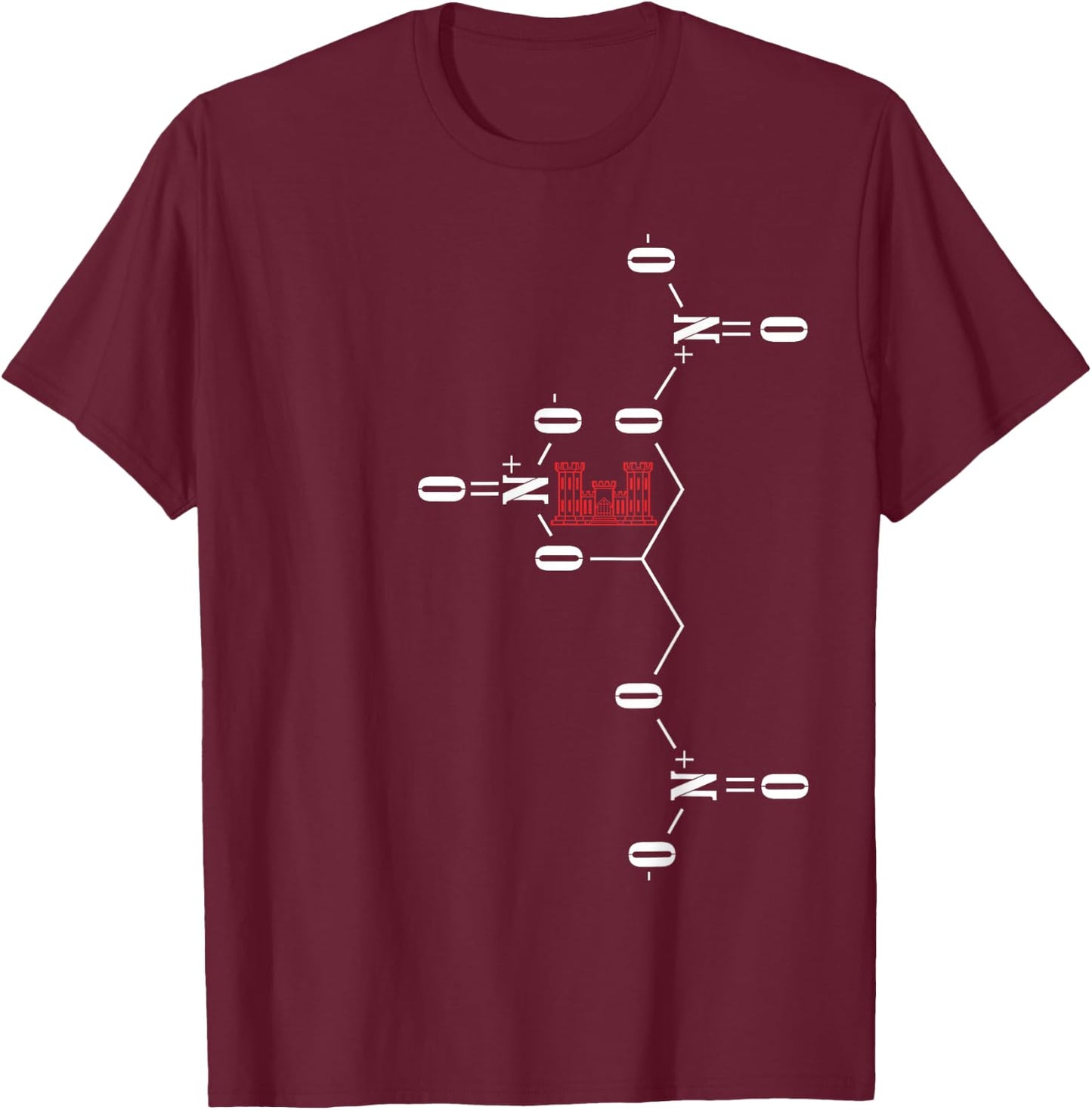 Military, Combat Engineer, dynamite chemical makeup T-Shirt - T-Shirt | Maroon