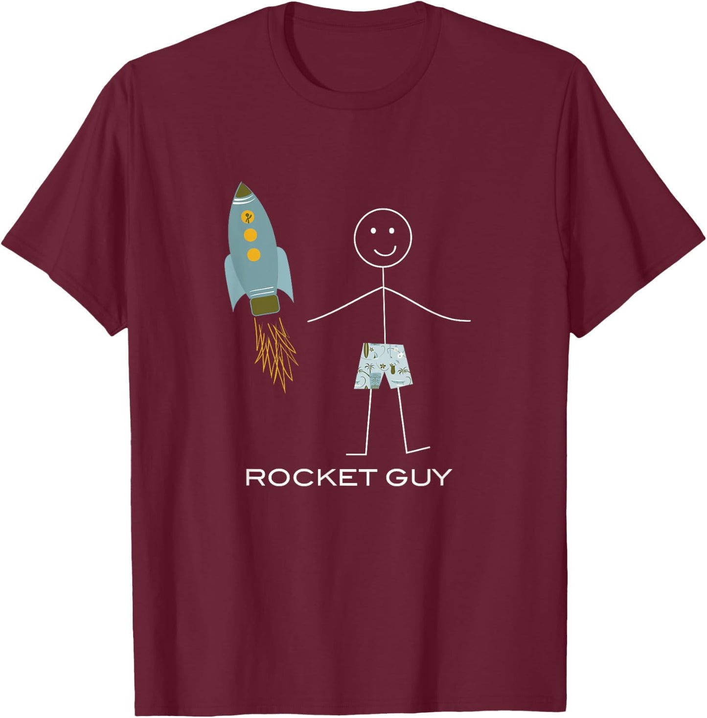 Funny Rocket Guy Space Boys Rocket T-Shirt - T-Shirt | Maroon