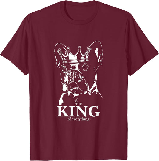Funny French Bulldog with crown King dog mom dog T-Shirt - T-Shirt | Maroon