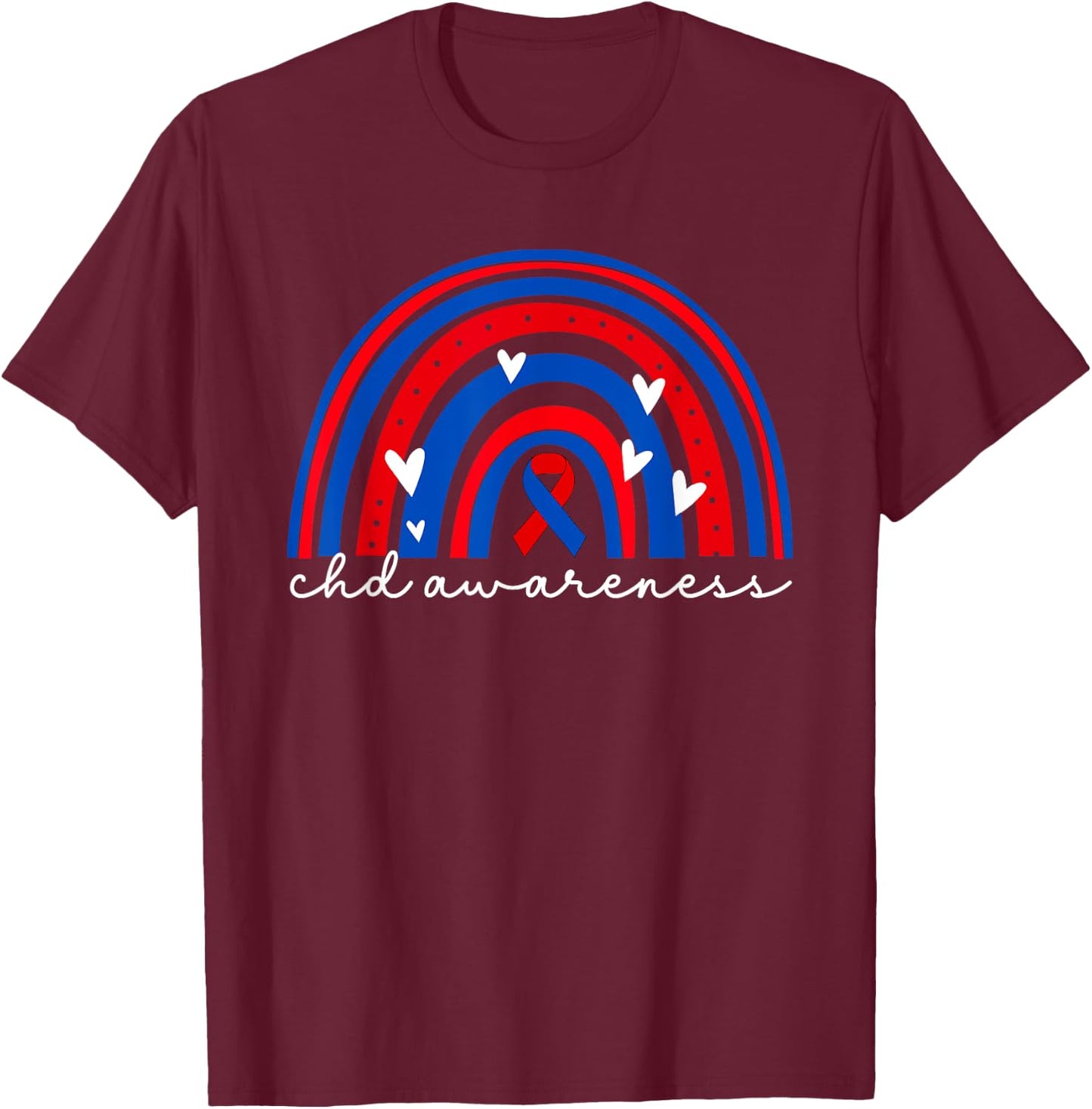CHD Congenital Heart Defect Awareness Month Wear Red For CHD T-Shirt - T-Shirt | Maroon
