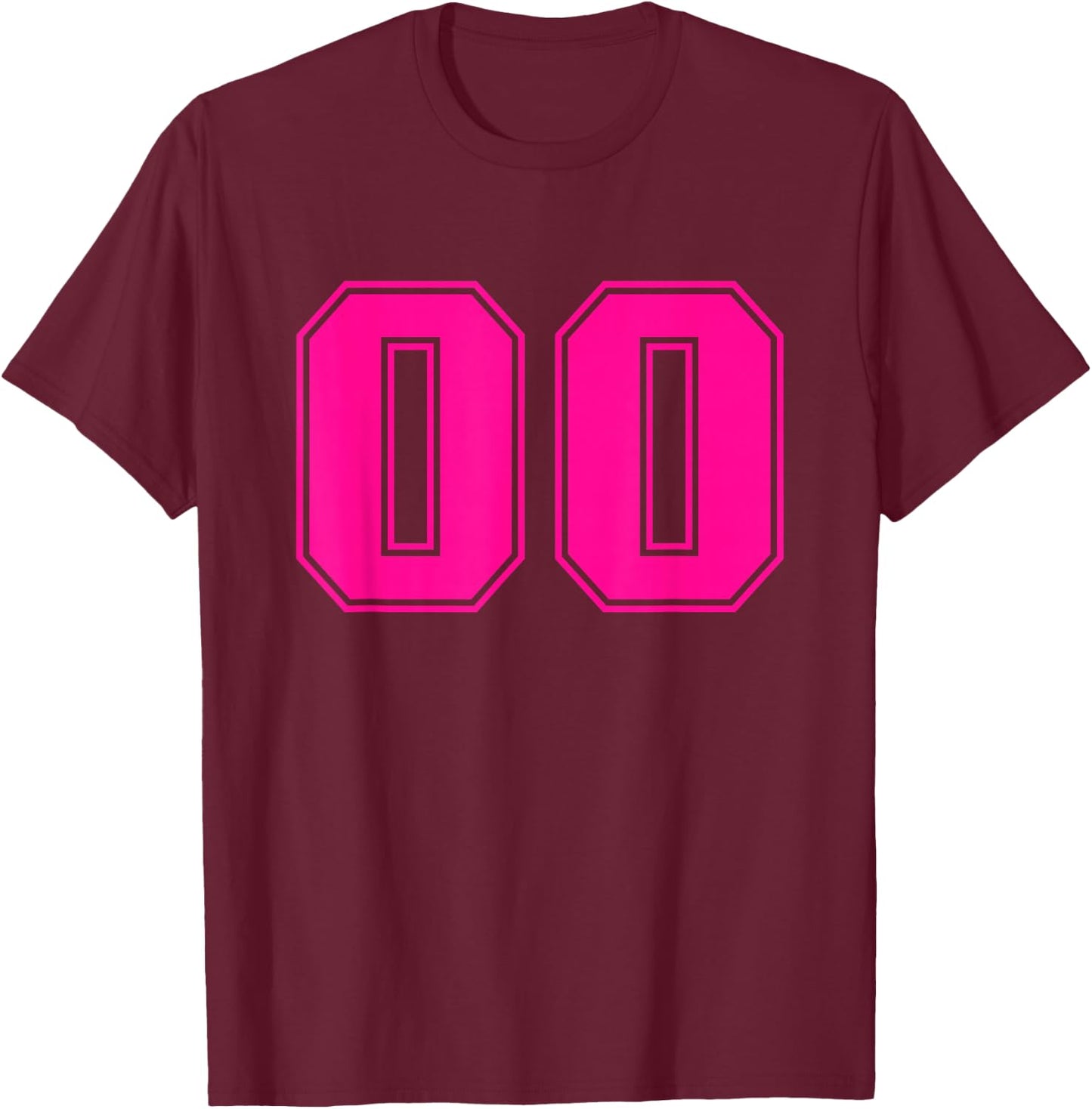 Pink Sport Team Number #00 T-Shirt - T-Shirt | Maroon