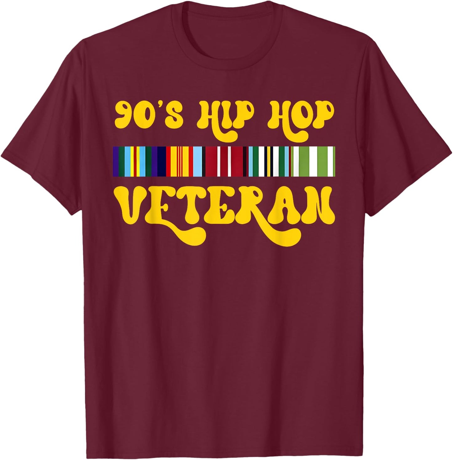 Retro Groovy 90s Hip Hop Music Veteran Vintage Old Army T-Shirt - T-Shirt | Maroon