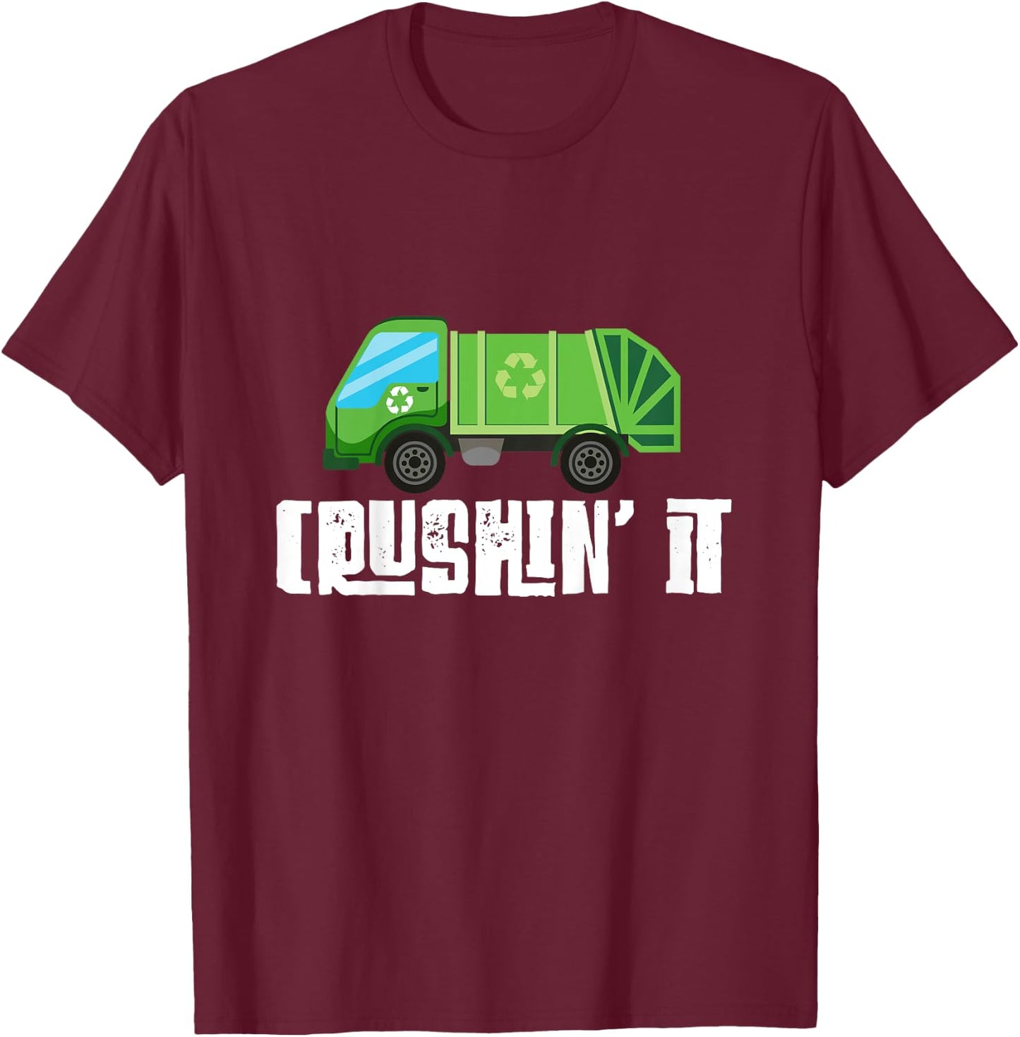 Kids Garbage Truck Crushin' It Kids Toddler Garbage Day T-Shirt - T-Shirt | Maroon