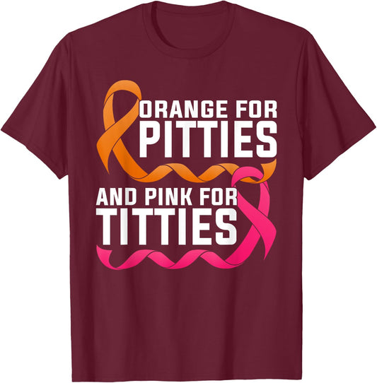 Pitbull And Breast Cancer Awareness Pitties Titties Ribbons T-Shirt - T-Shirt | Maroon