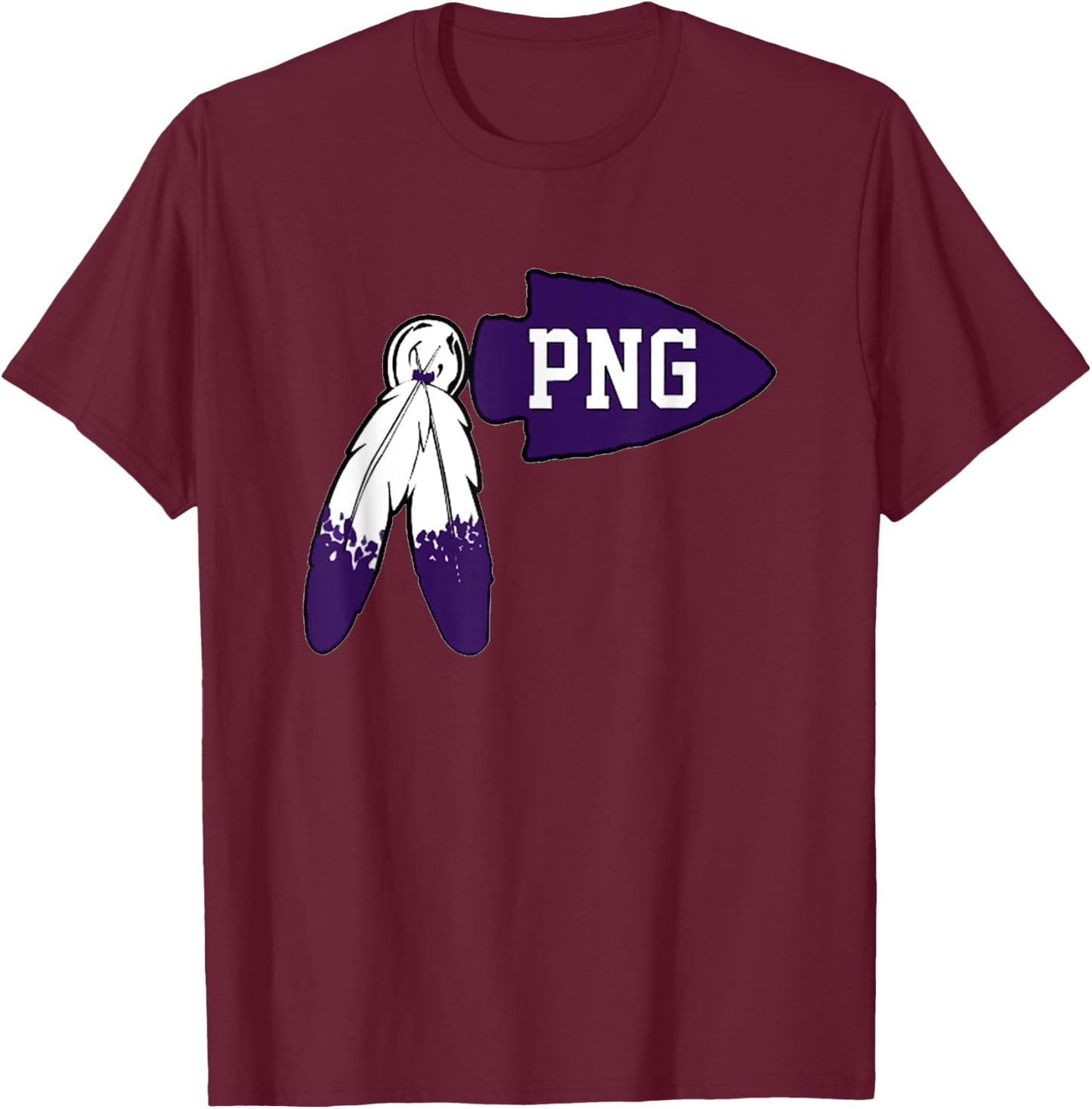 Port Neches-Groves High School PNG Feathers Indians Football T-Shirt - T-Shirt | Maroon