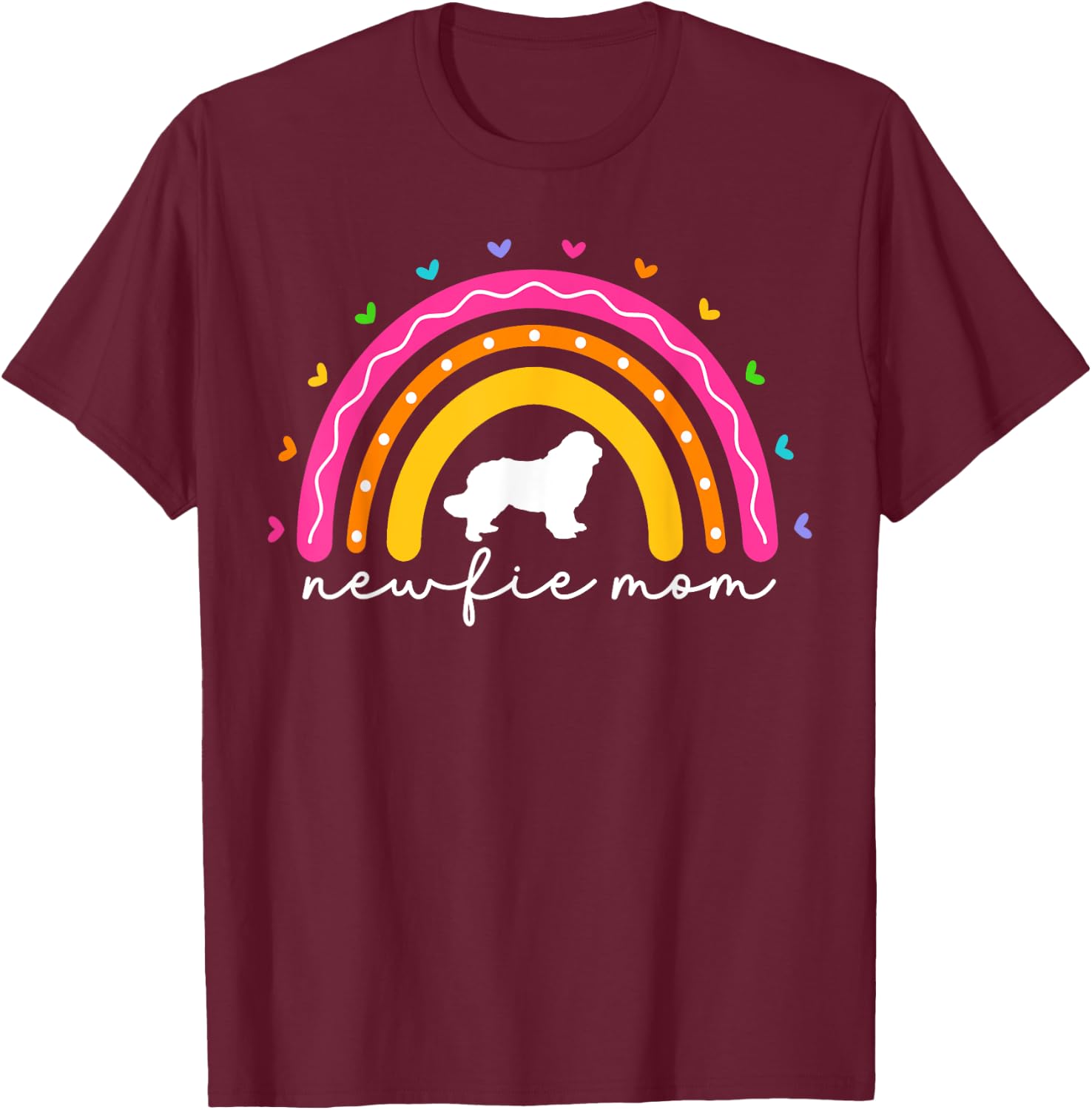 Newfie Mom Newfy Newfoundland Dog Mom Rainbow Newf T-Shirt - T-Shirt | Maroon