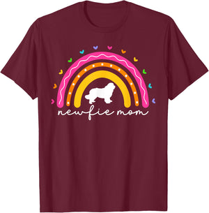 Newfie Mom Newfy Newfoundland Dog Mom Rainbow Newf T-Shirt - T-Shirt | Maroon