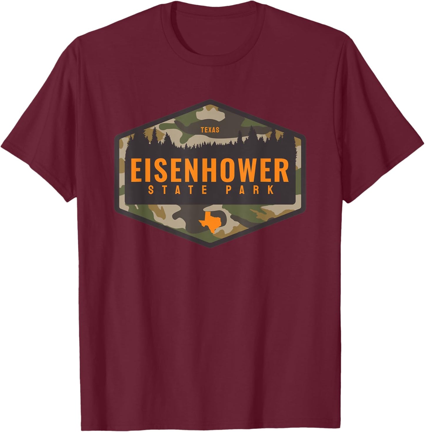 Eisenhower State Park Texas TX Camouflage Souvenir T-Shirt - T-Shirt | Maroon