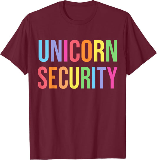 Halloween Dad Mom Daughter Adult Costume, Unicorn Security T-Shirt - T-Shirt | Maroon