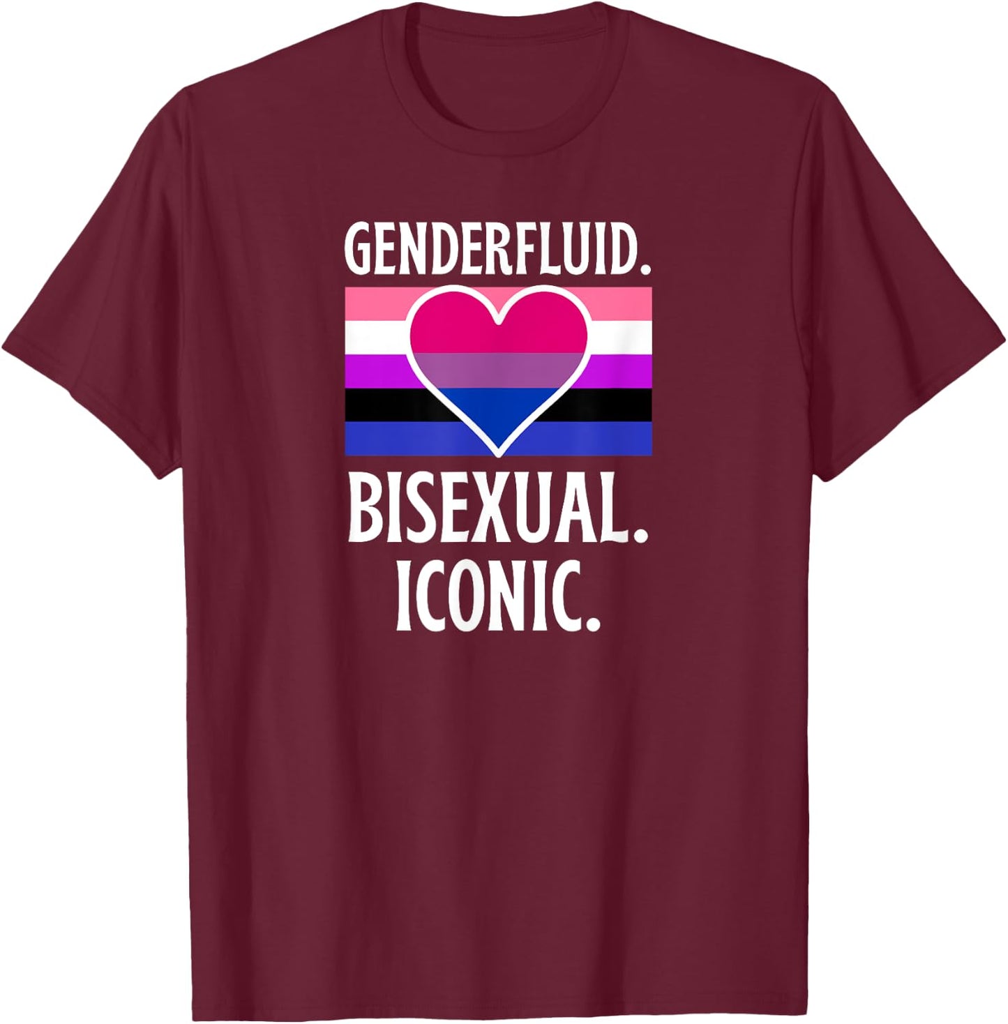 Genderfluid Bisexual Iconic Pride Flag Genderqueer Queer T-Shirt - T-Shirt | Maroon