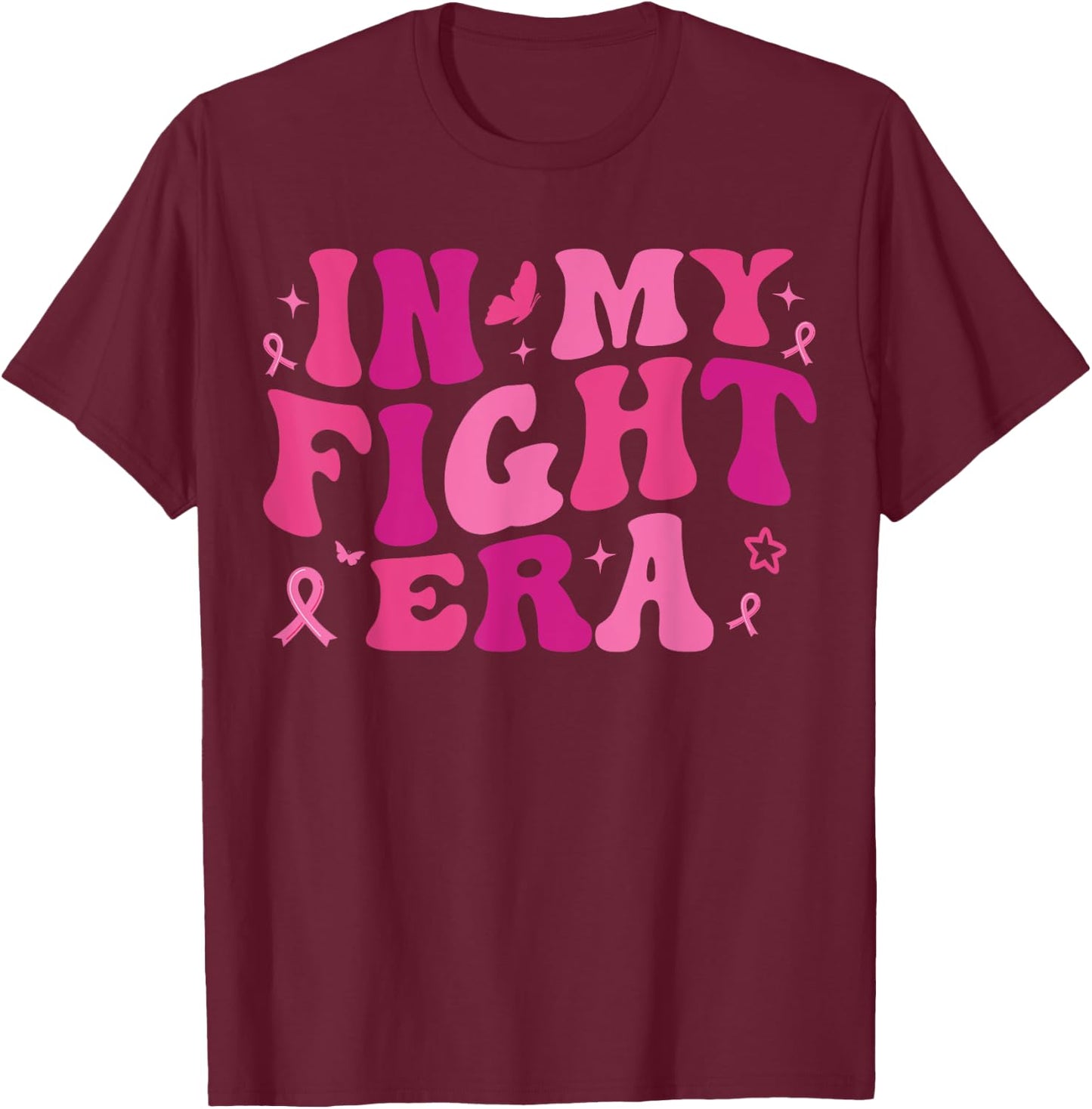 Breast Cancer Warrior Pink Ribbon T-Shirt - T-Shirt | Maroon