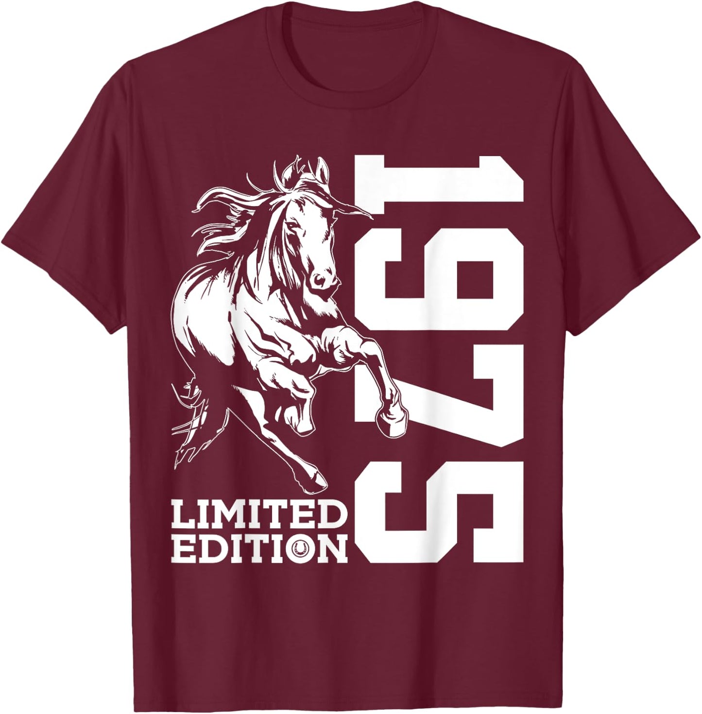 Riding 50th Birthday Horse Limited Edition 1975 Rider T-Shirt - T-Shirt | Maroon