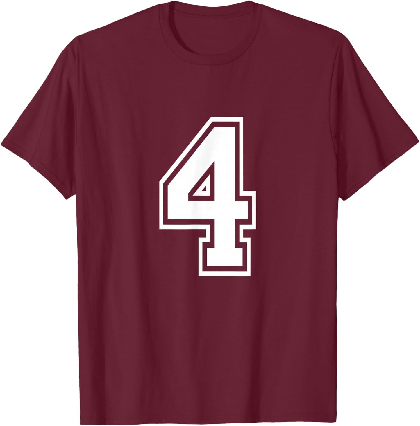 Number 4 Front + Back Varsity Sports Team 4rd Birthday T-Shirt - T-Shirt | Maroon