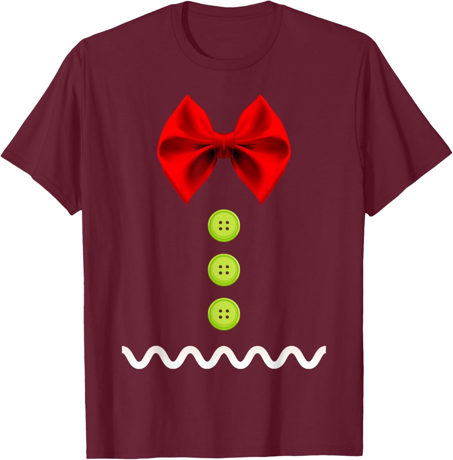 Gingerbread Man Christmas Costume for Kids & Adults T-Shirt - T-Shirt | Maroon