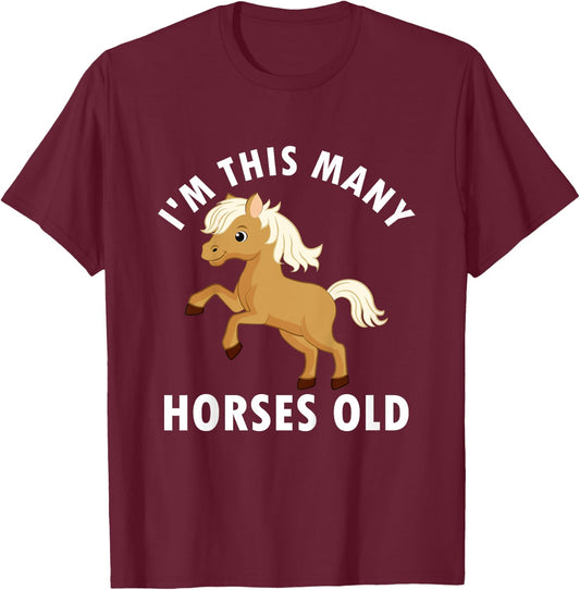 Kids 1 Year Old Girl Horses Old 1st Birthday T-Shirt - T-Shirt | Maroon