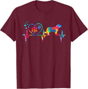 Saint Bernard Tie Dye Heartbeat Love Dog Funny T-Shirt - T-Shirt | Maroon