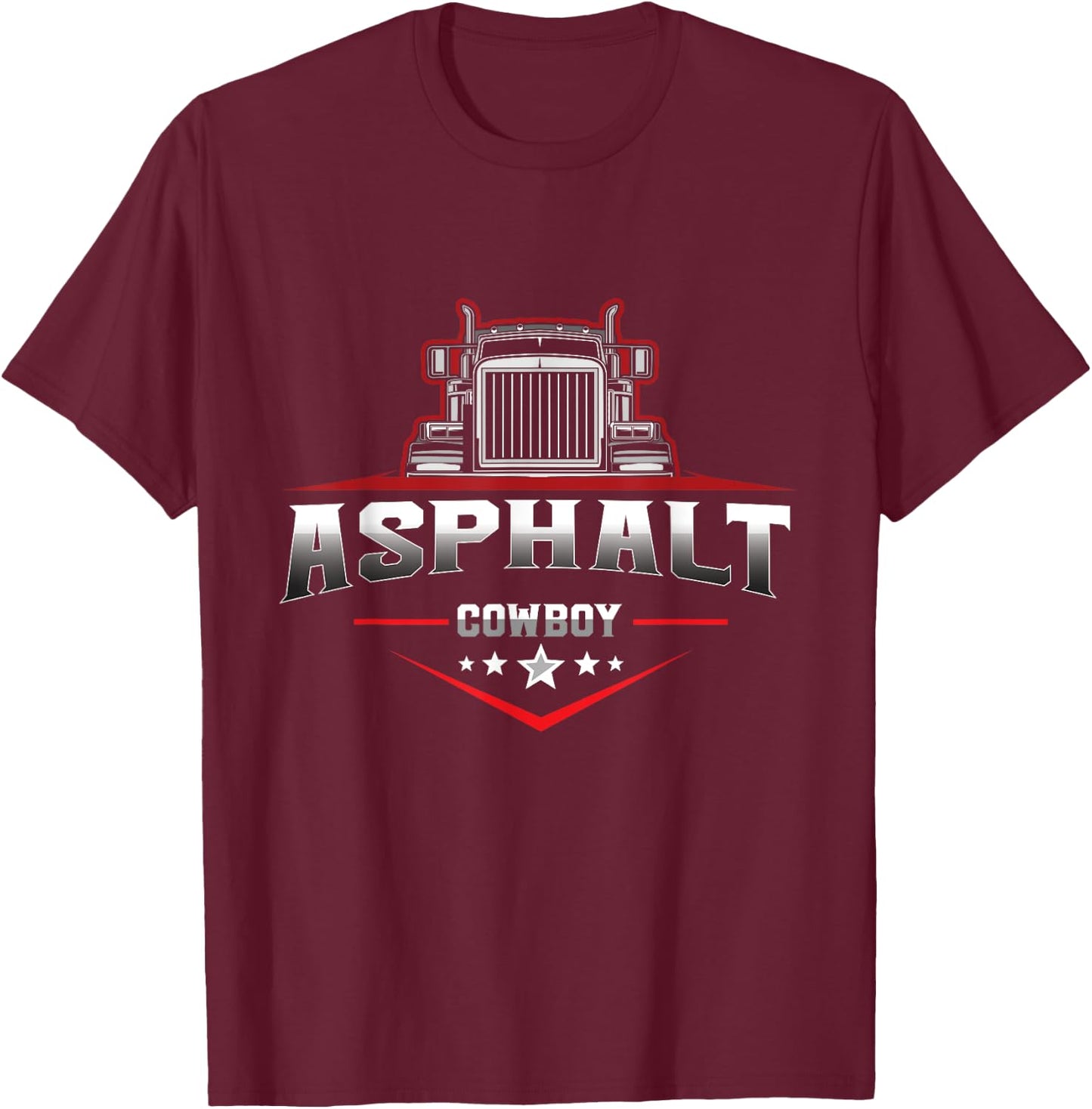 Asphalt Cowboy Trucker Truck Driver Highway 18 Wheeler Road T-Shirt - T-Shirt | Maroon