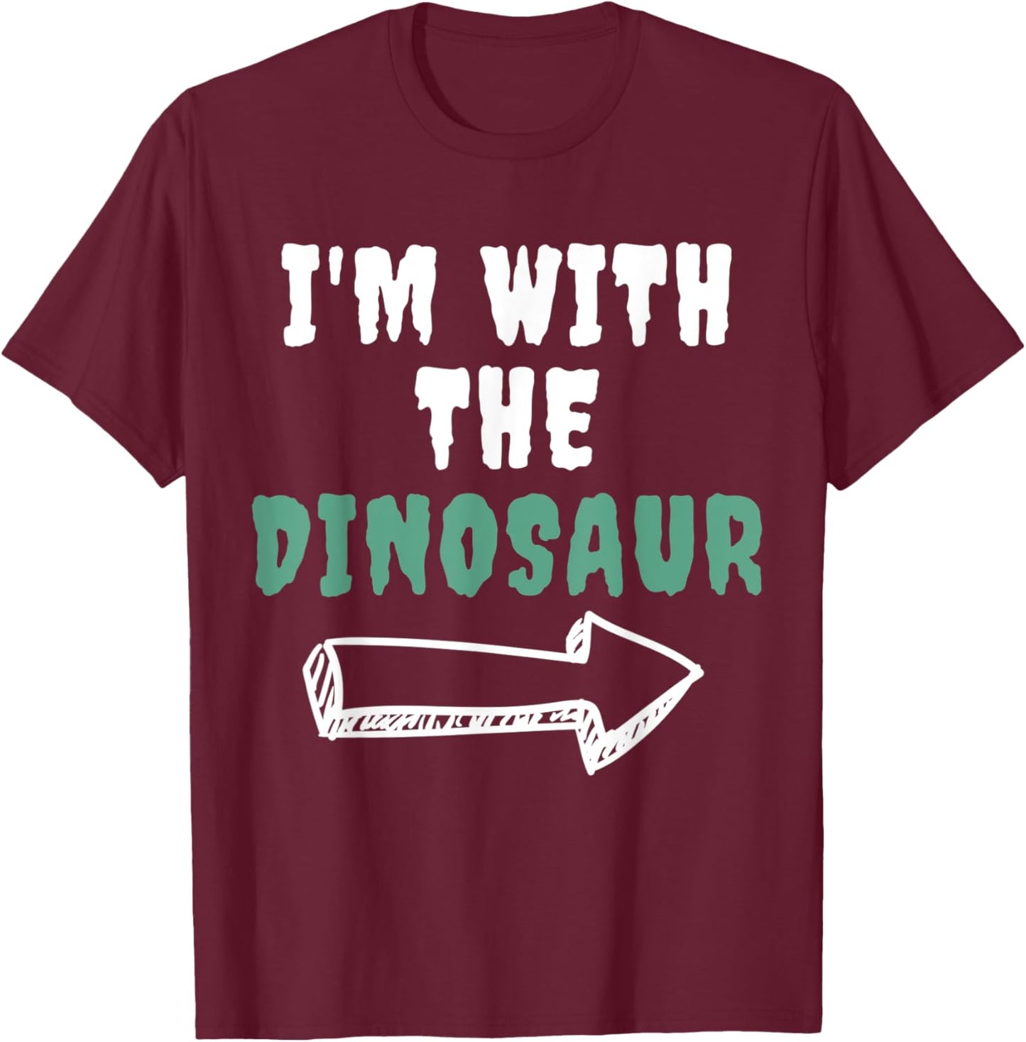 Halloween Shirt Funny Vintage Retro I'm With the Dinosaur T-Shirt - T-Shirt | Maroon