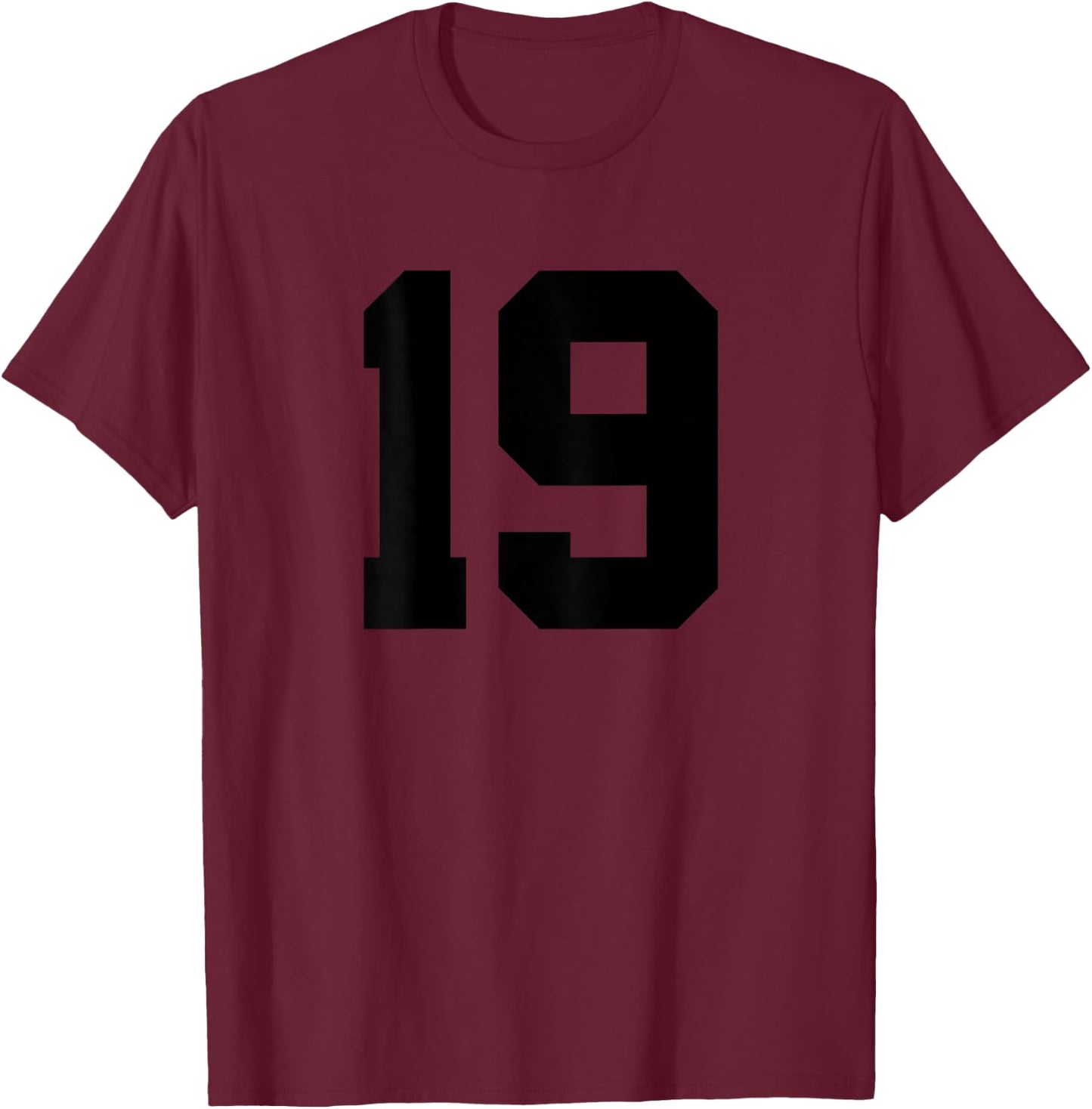 Number 19 (on Back) Sports Team Jersey Number T-Shirt - T-Shirt | Maroon