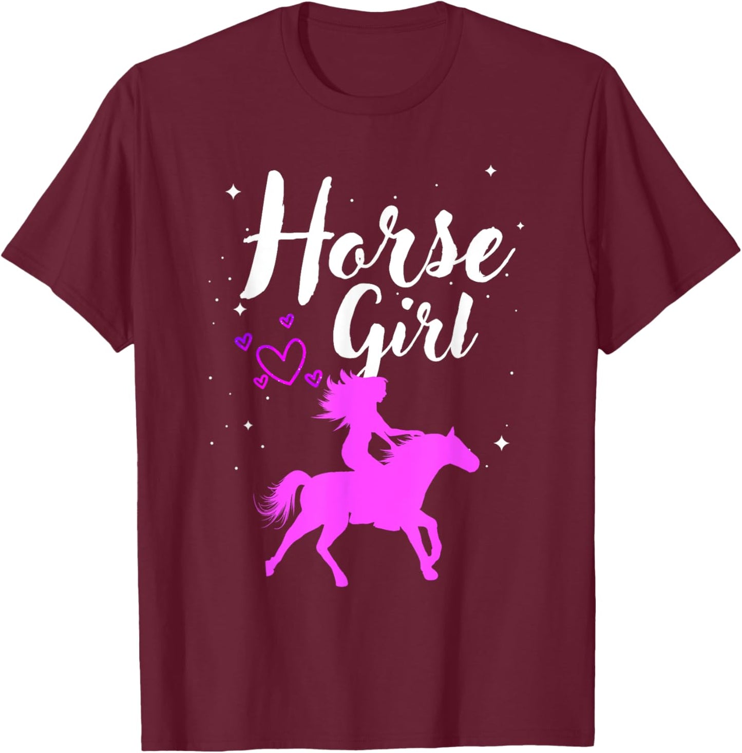 Cool Horse Girl Design Kids Horse Lover Equestrian T-Shirt - T-Shirt | Maroon