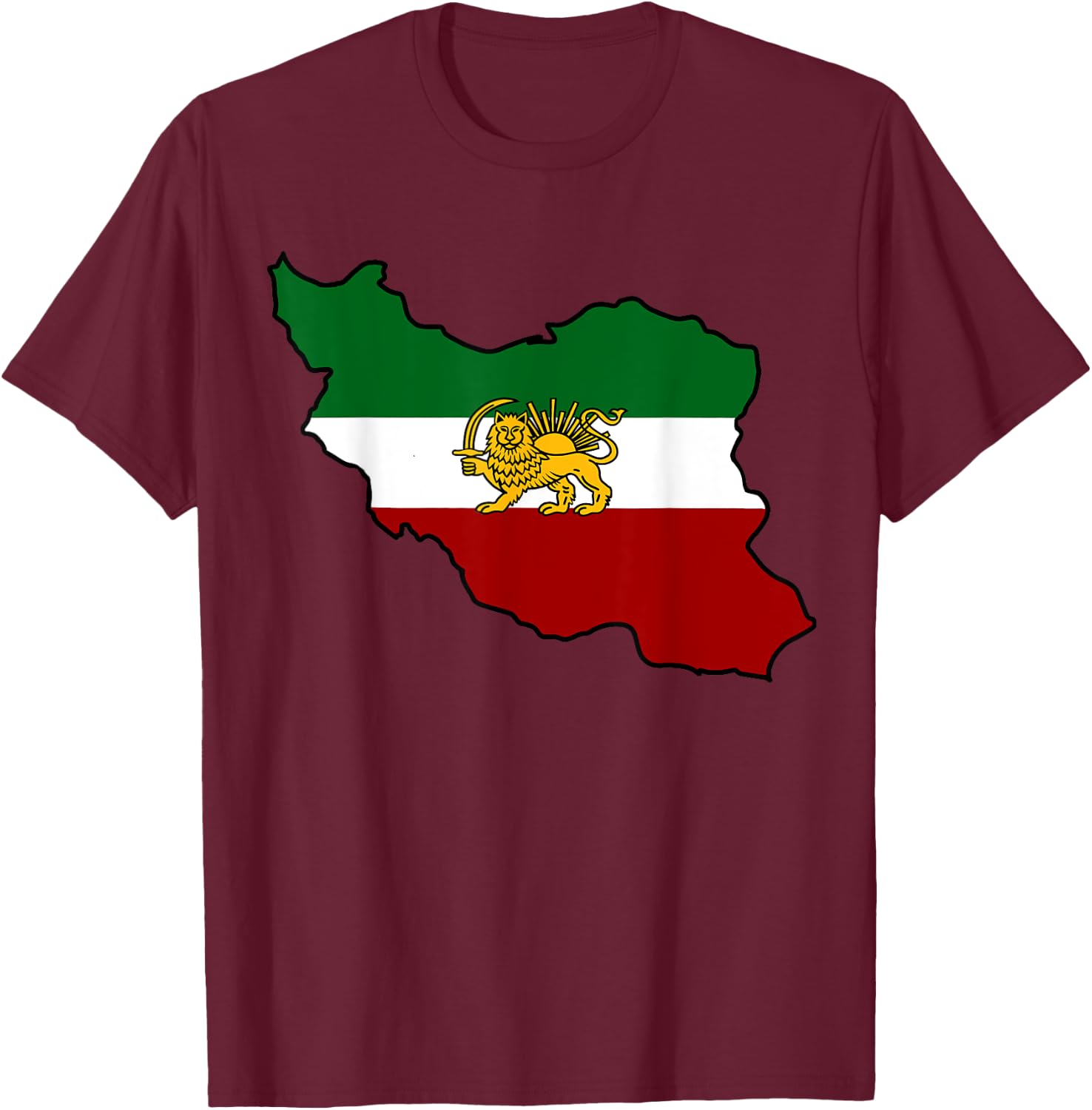 Iran flag with a lion T-Shirt - T-Shirt | Maroon