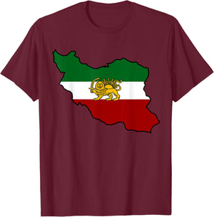 Iran flag with a lion T-Shirt - T-Shirt | Maroon