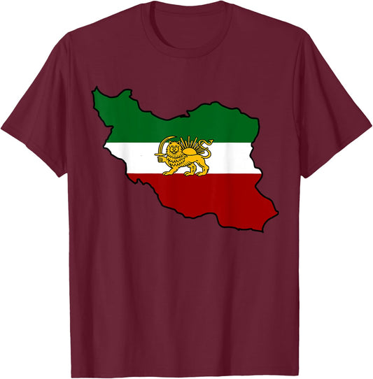 Iran flag with a lion T-Shirt - T-Shirt | Maroon