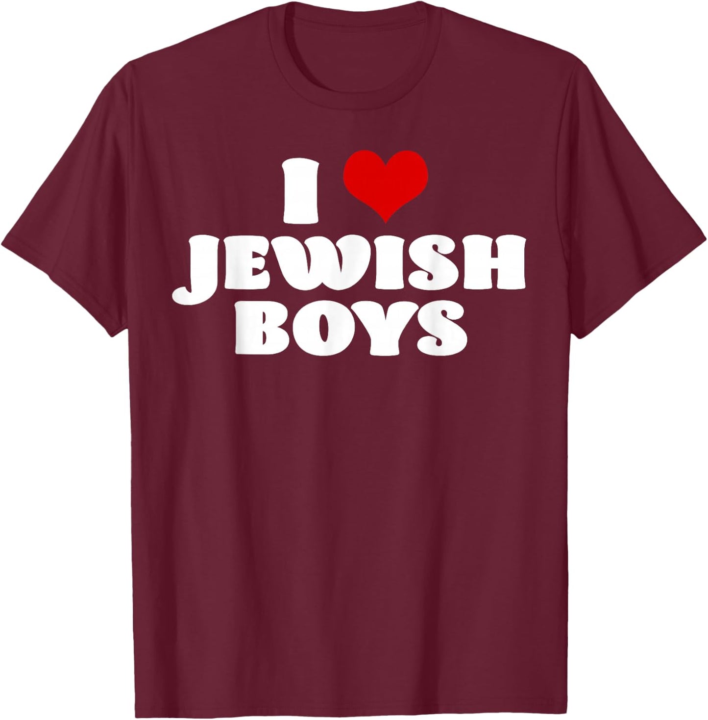 I Love Jewish Boys Red Heart Hanukkah T-Shirt - T-Shirt | Maroon