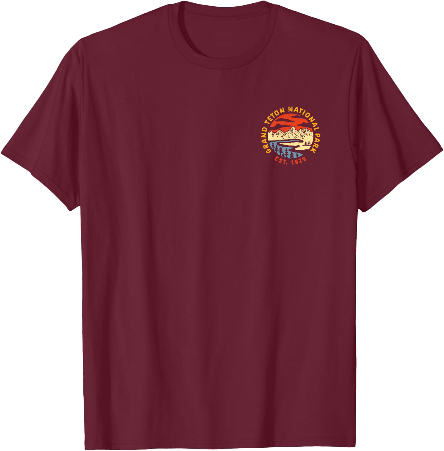 Grand Teton National Park Retro Graphic T-Shirt - T-Shirt | Maroon