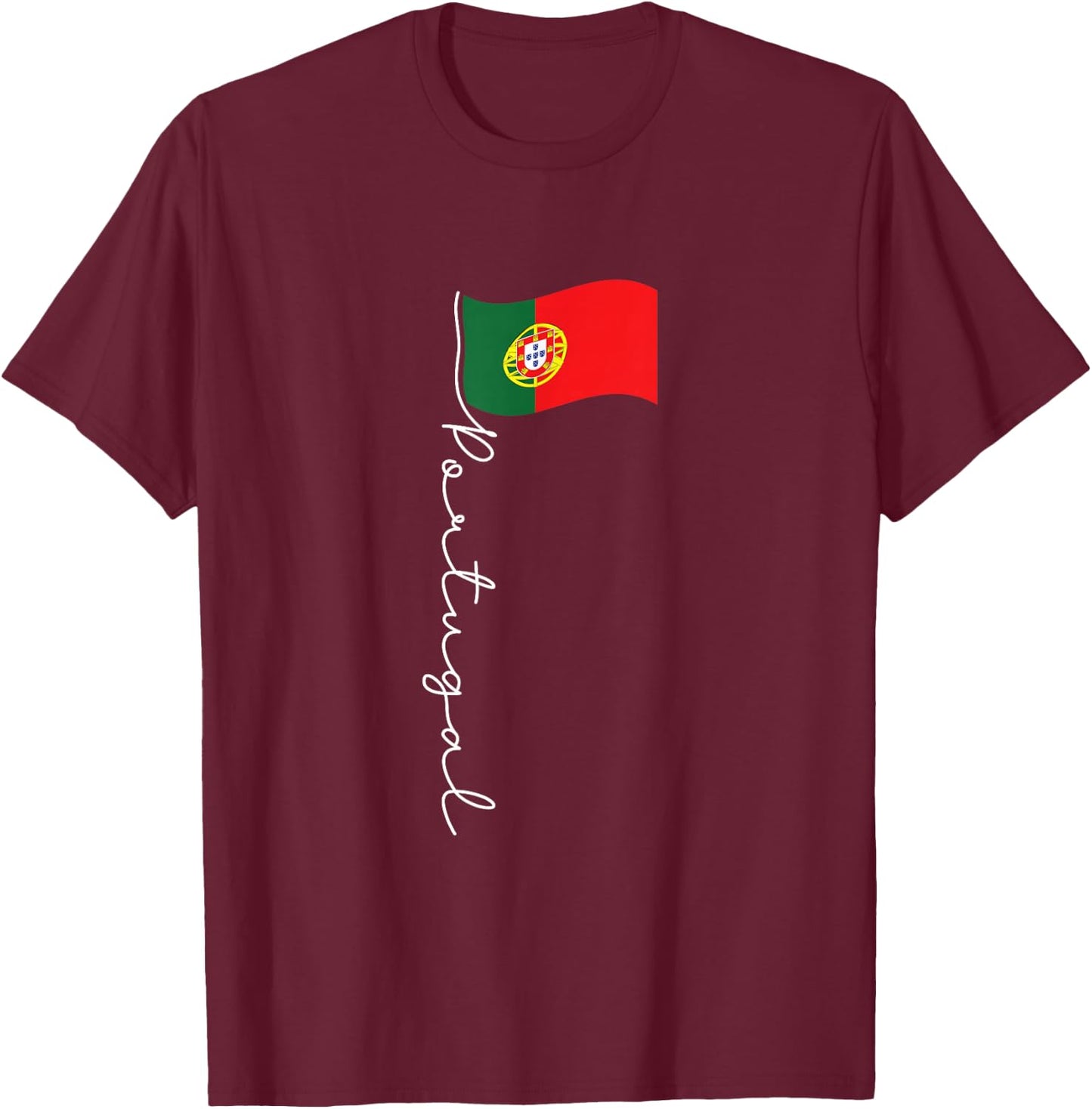 Portugal Signature Flag Pole - Patriotic Portuguese Flag T-Shirt - T-Shirt | Maroon