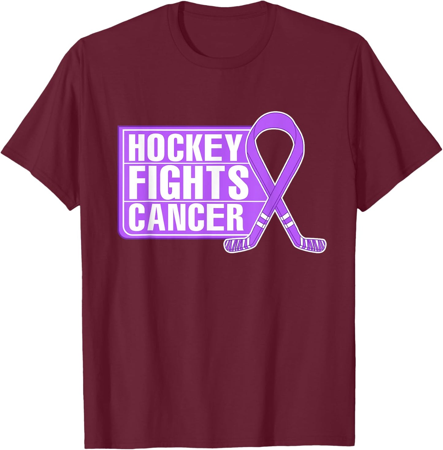 Family Member Support Hockey Fights Cancer Awareness T-Shirt - T-Shirt | Maroon