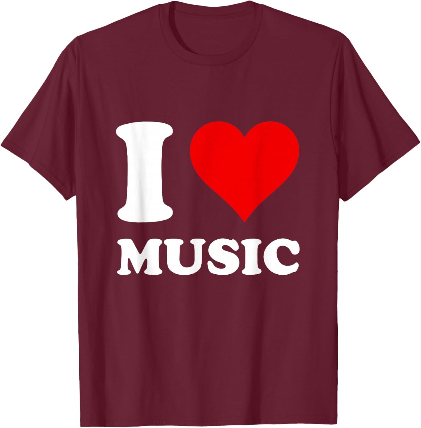Red Heart I Love Music T-Shirt - T-Shirt | Maroon