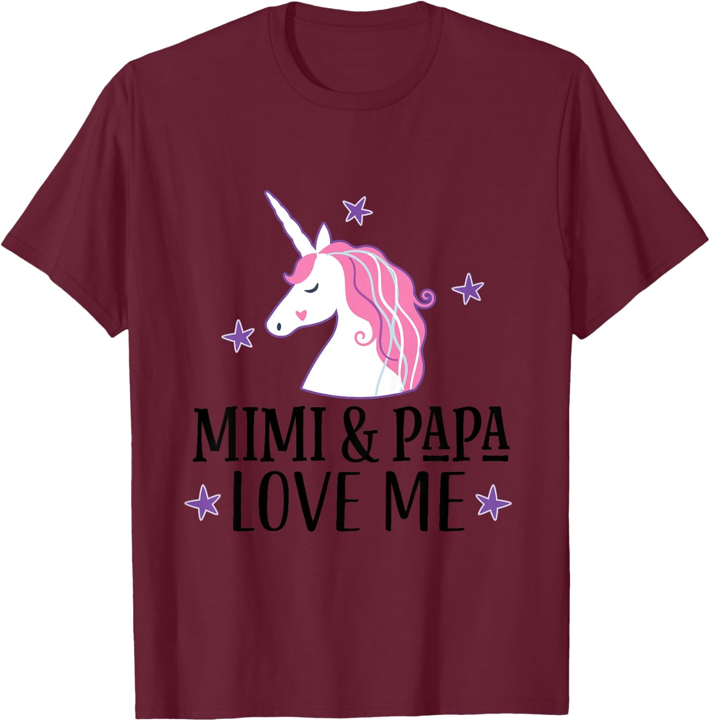 Mimi and Papa Love Me Granddaughter Unicorn T-Shirt - T-Shirt | Maroon
