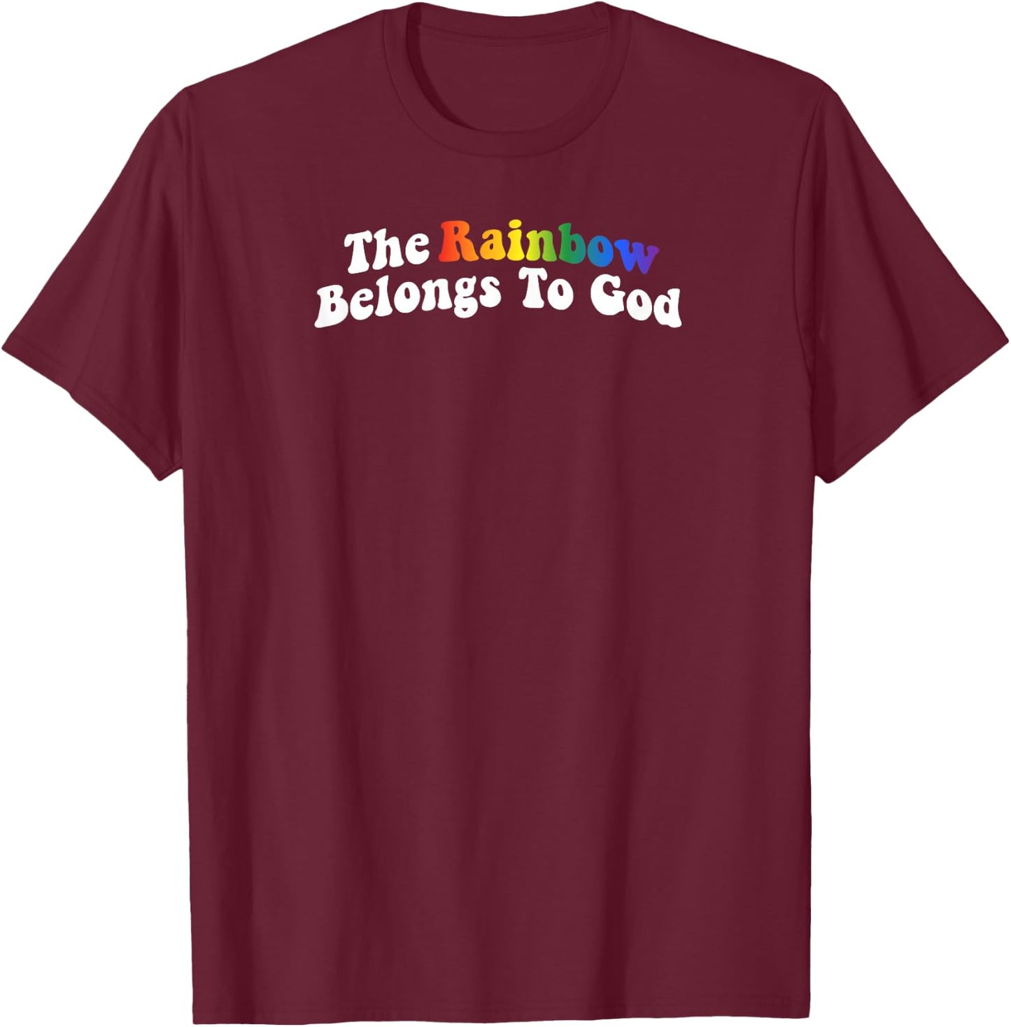 The Rainbow Belongs To God Butter Yellow T-Shirt - T-Shirt | Maroon