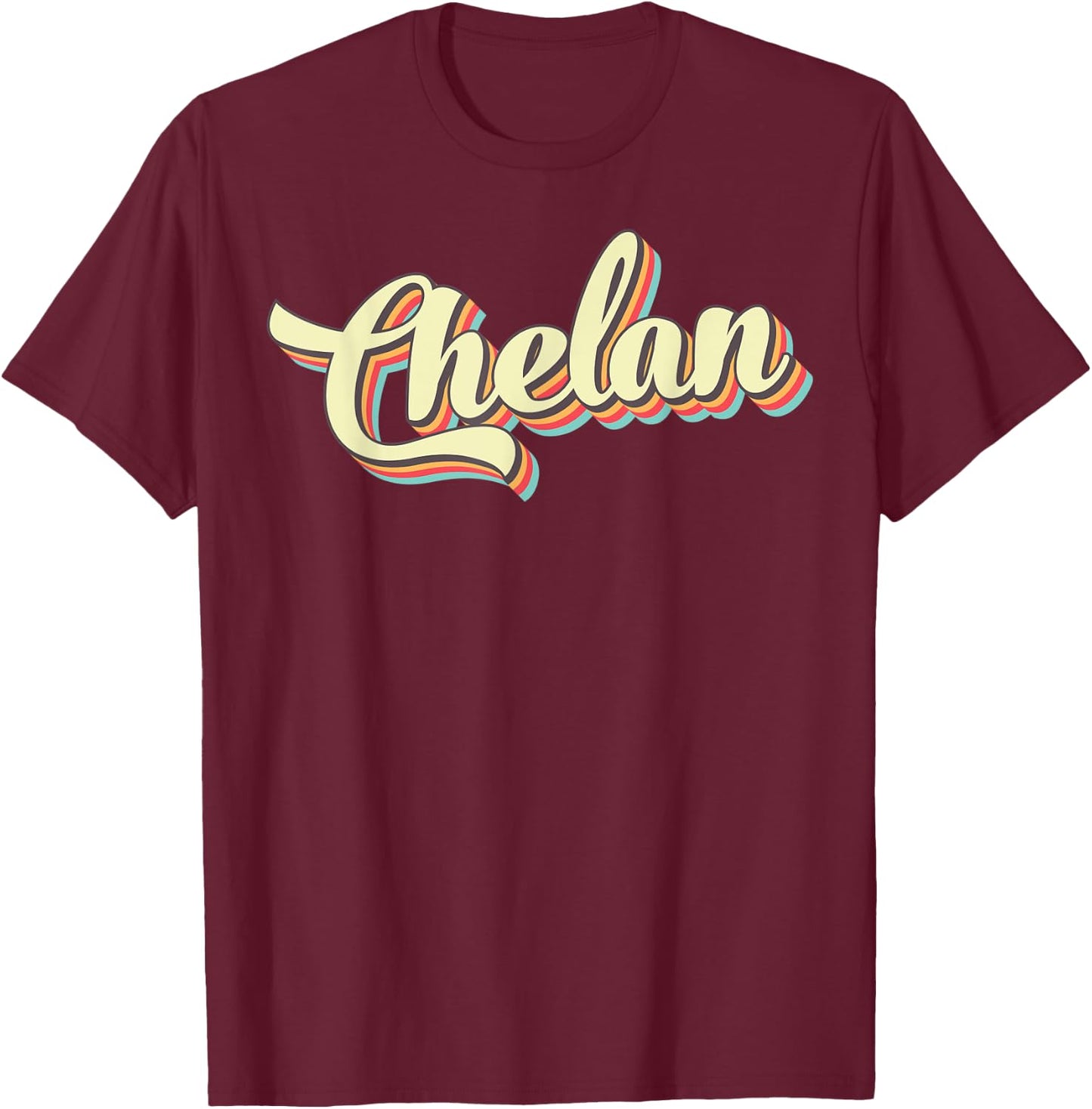 Chelan Retro Art Baseball Font Vintage T-Shirt - T-Shirt | Maroon
