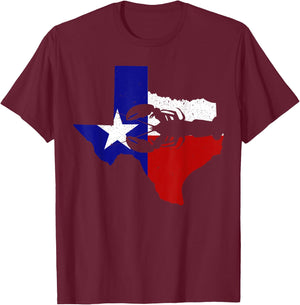 Crawfish Boil Texas State Flag Seafood Crayfish Southern T-Shirt - T-Shirt | Maroon