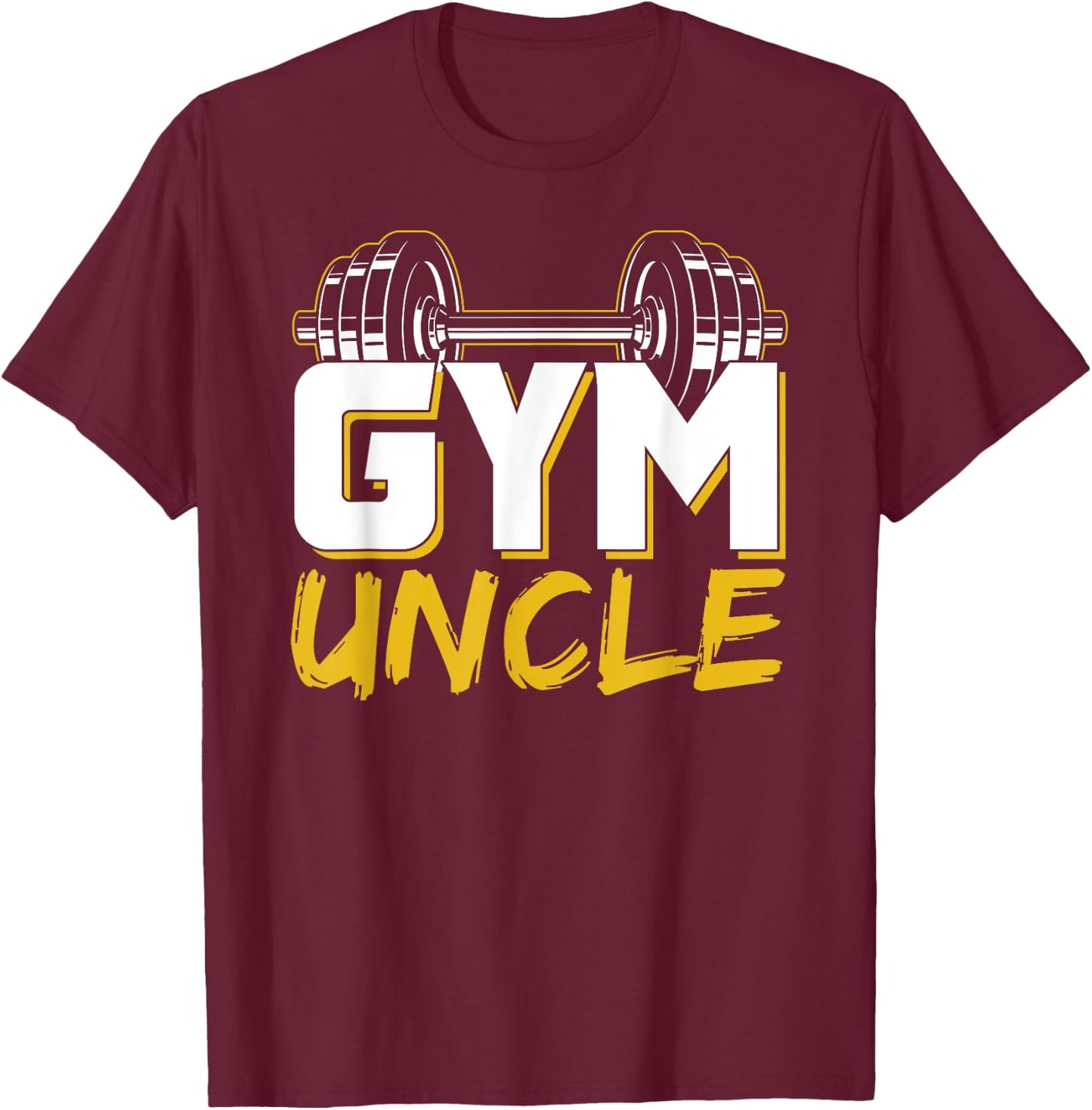Gym Uncle , -Adults & Kids, Black, Short Sleeve, Small, Cotton Blend, Workout, Humorous Design with Lace Embellishment T-Shirt - T-Shirt | Maroon