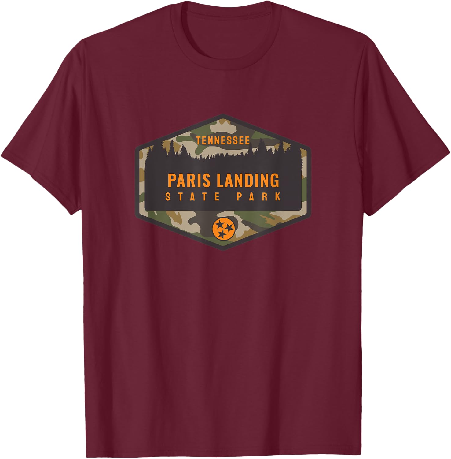 Paris Landing State Park Tennessee TN Camouflage Souvenir T-Shirt - T-Shirt | Maroon