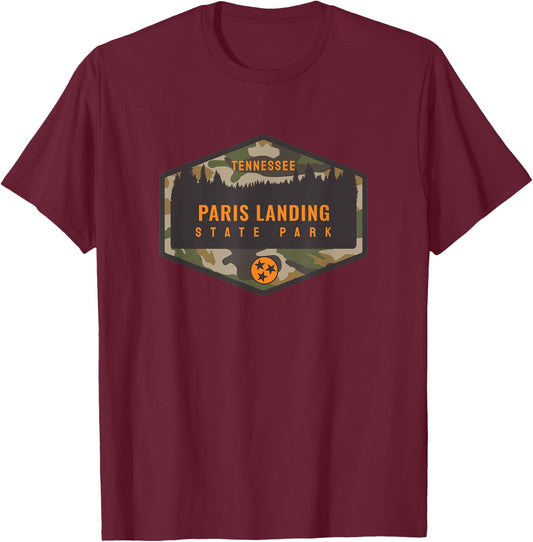 Paris Landing State Park Tennessee TN Camouflage Souvenir T-Shirt - T-Shirt | Maroon
