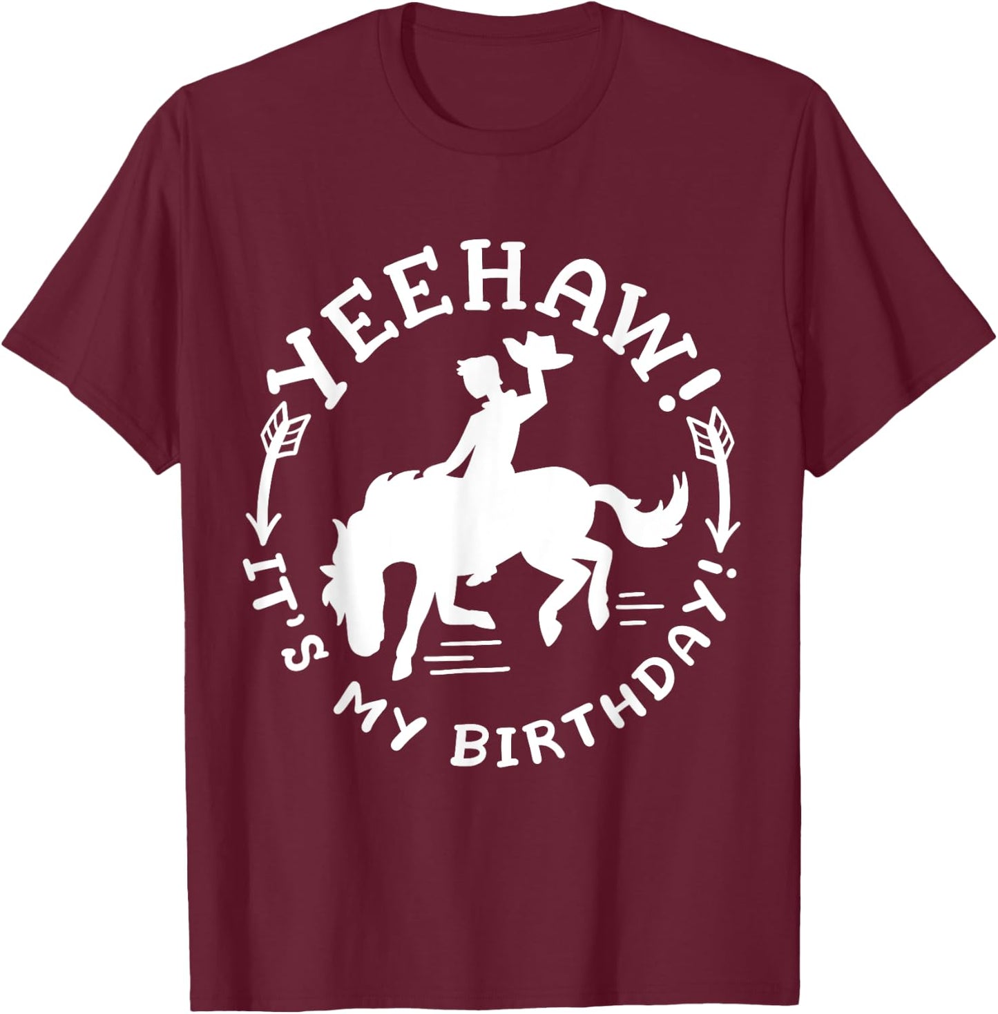 Yeehaw It's My Birthday Funny Western Rodeo Party Kids T-Shirt - T-Shirt | Maroon