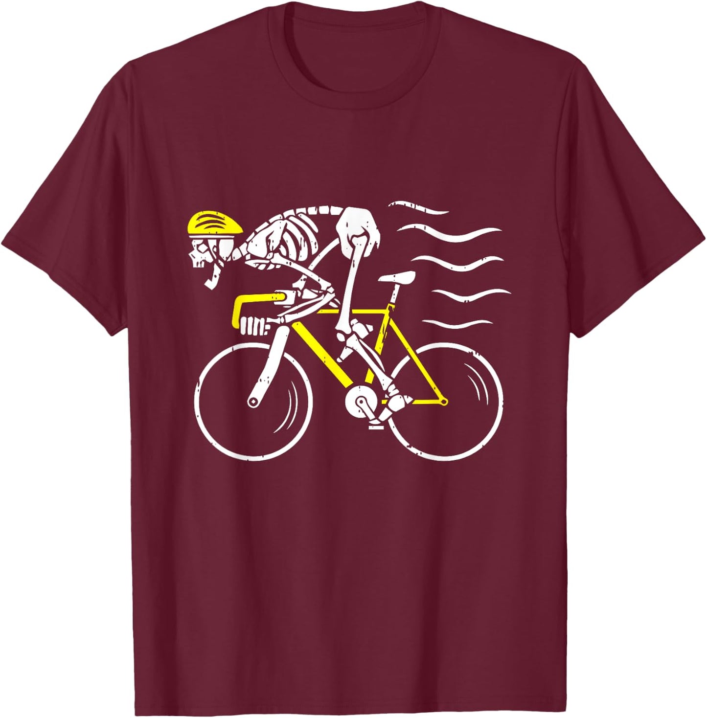 Skeleton Riding Bicycle Halloween Costume Cycling Biking T-Shirt - T-Shirt | Maroon