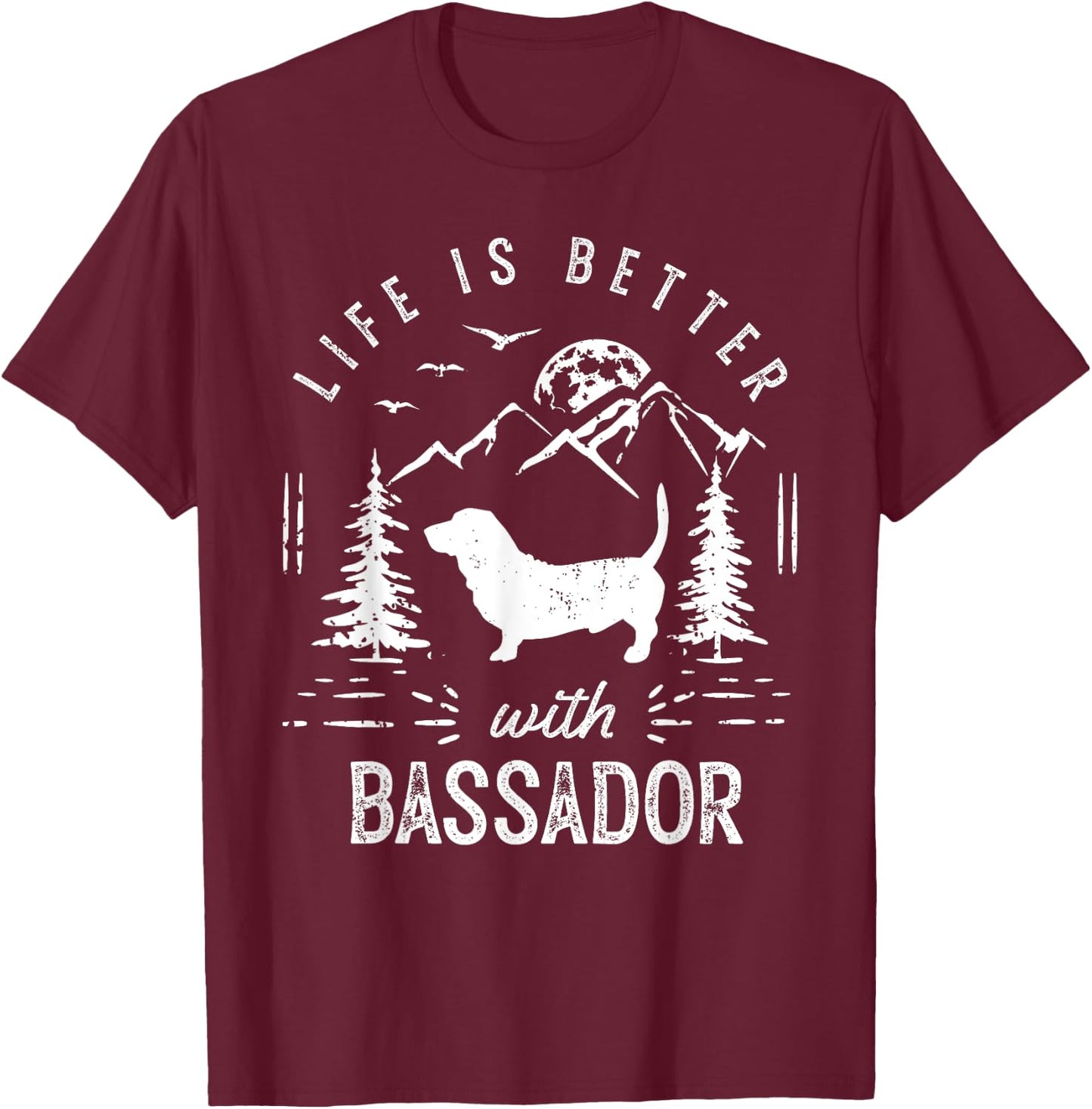 Bassador Life Better Mom Dad Dog T-Shirt - T-Shirt | Maroon