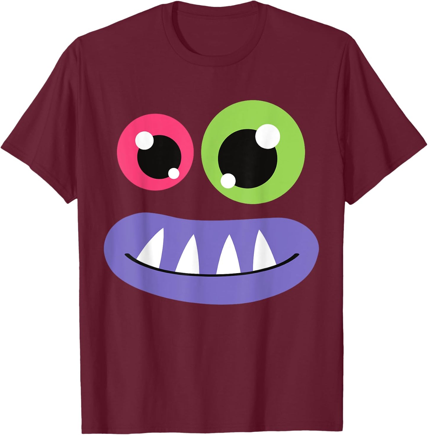 Cute Monster Face Halloween Costume Cute Group Men Women Kid T-Shirt - T-Shirt | Maroon